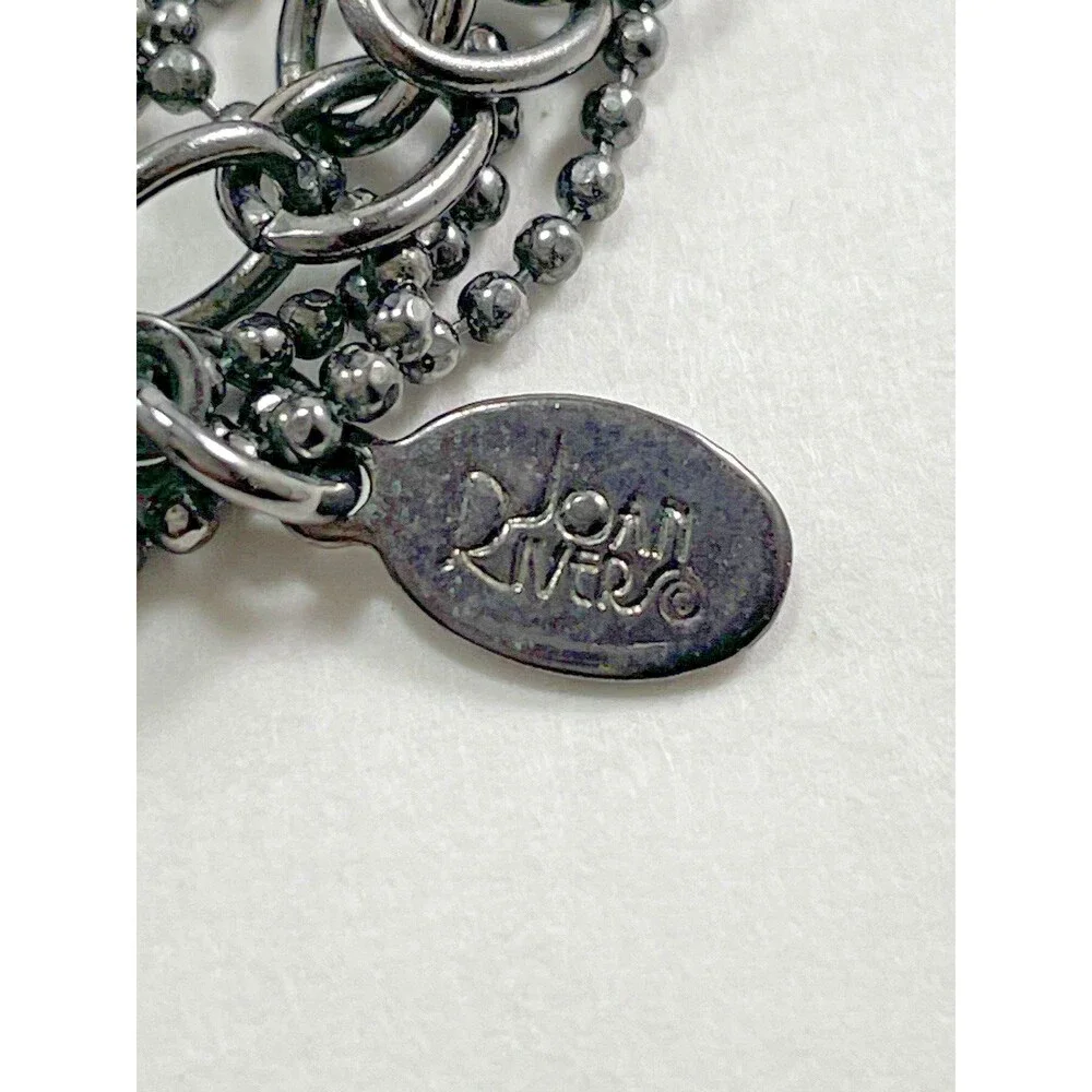 Joan Rivers Multichain And Circles 29 inch Necklace Rhinestone Dark Silver Tone - Picture 3 of 16